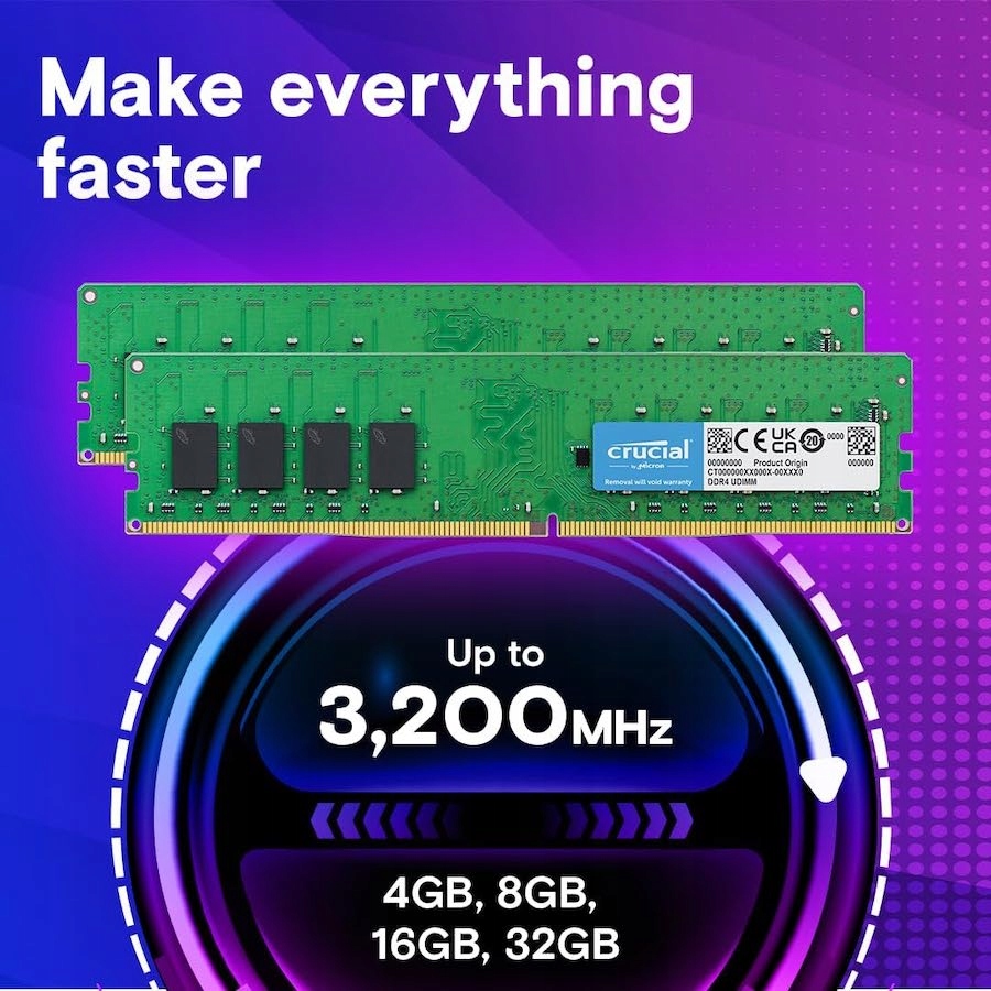 Pamięć Crucial DDR4, 16 GB, 3200MHz, CL22 (CT2K8G4DFRA32A)