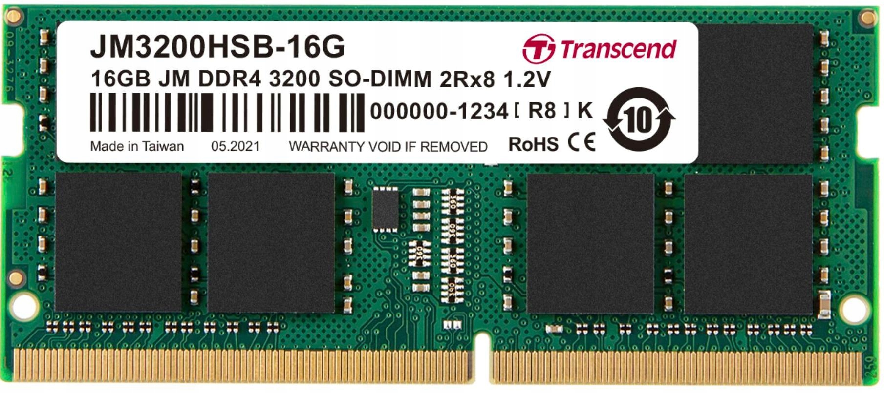 Pamięć do laptopa Transcend JetRam, SODIMM, DDR4, 16 GB, 3200 MHz, CL22 (JM3200HSB-16G)