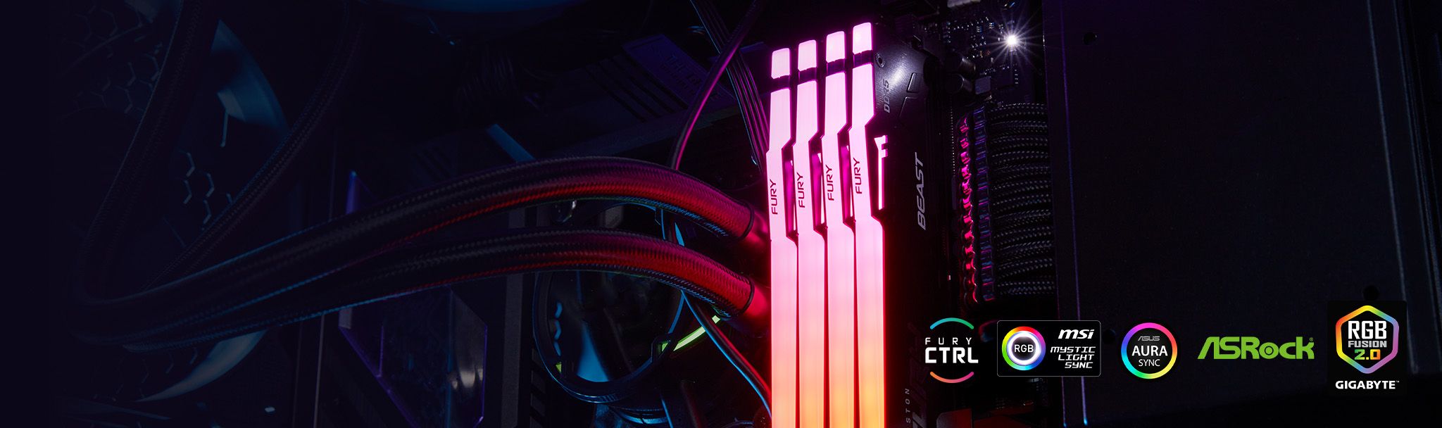 Pamięć Kingston Fury Beast RGB, DDR5, 8 GB, 5600MHz, CL36 (KF556C36BBEA-8)