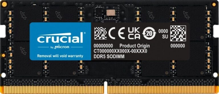 Pamięć do laptopa Crucial SODIMM, DDR5, 32 GB, 5600 MHz, CL46 (CT32G56C46S5)