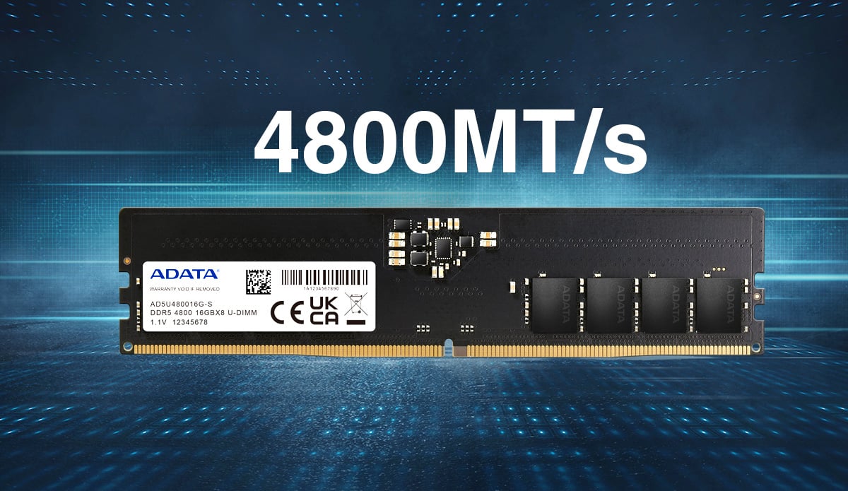 Pamięć ADATA DDR5, 32 GB, 4800MHz, CL40 (AD5U480016G-DT)