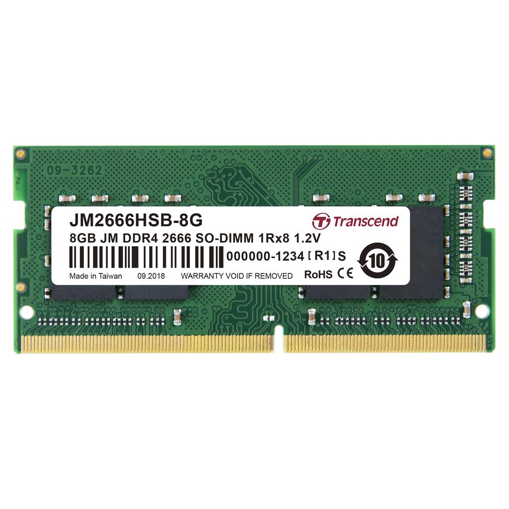 Pamięć do laptopa Transcend JetRam, SODIMM, DDR4, 8 GB, 2400 MHz, CL19 (JM2666HSB-8G)