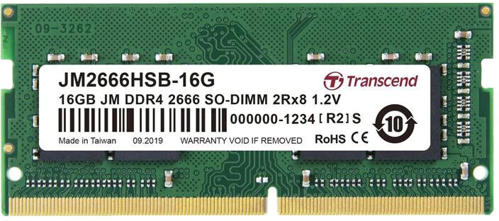Pamięć do laptopa Transcend JetRam, SODIMM, DDR4, 16 GB, 2666 MHz, CL19 (JM2666HSB-16G)
