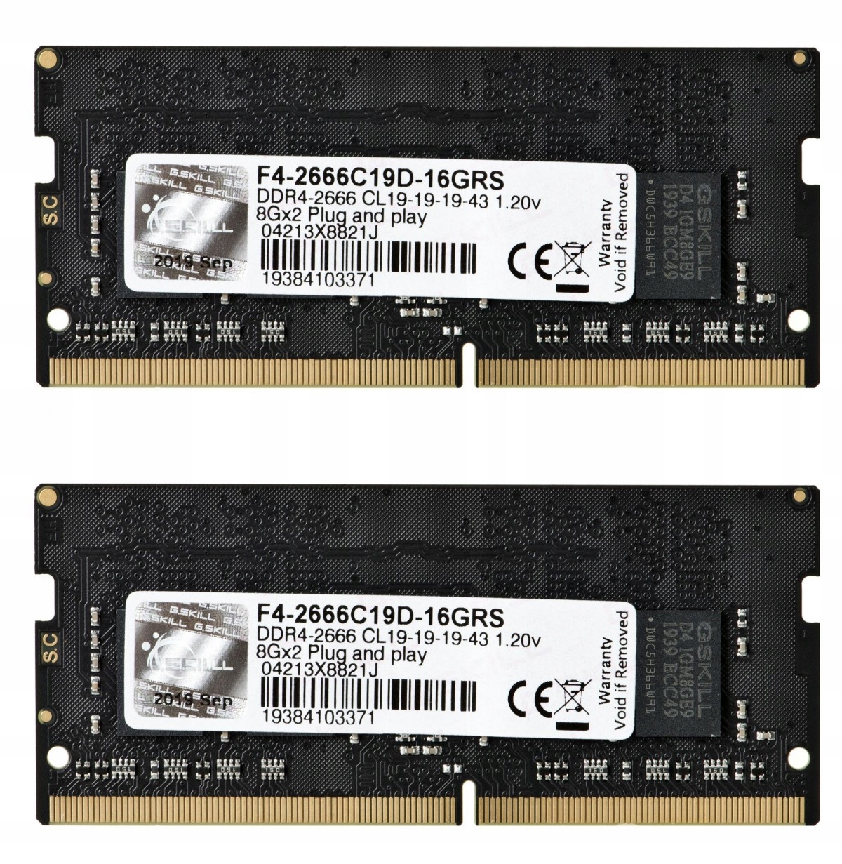 Pamięć do laptopa G.Skill Ripjaws, SODIMM, DDR4, 16 GB, 2666 MHz, CL19 (F4-2666C19D-16GRS)