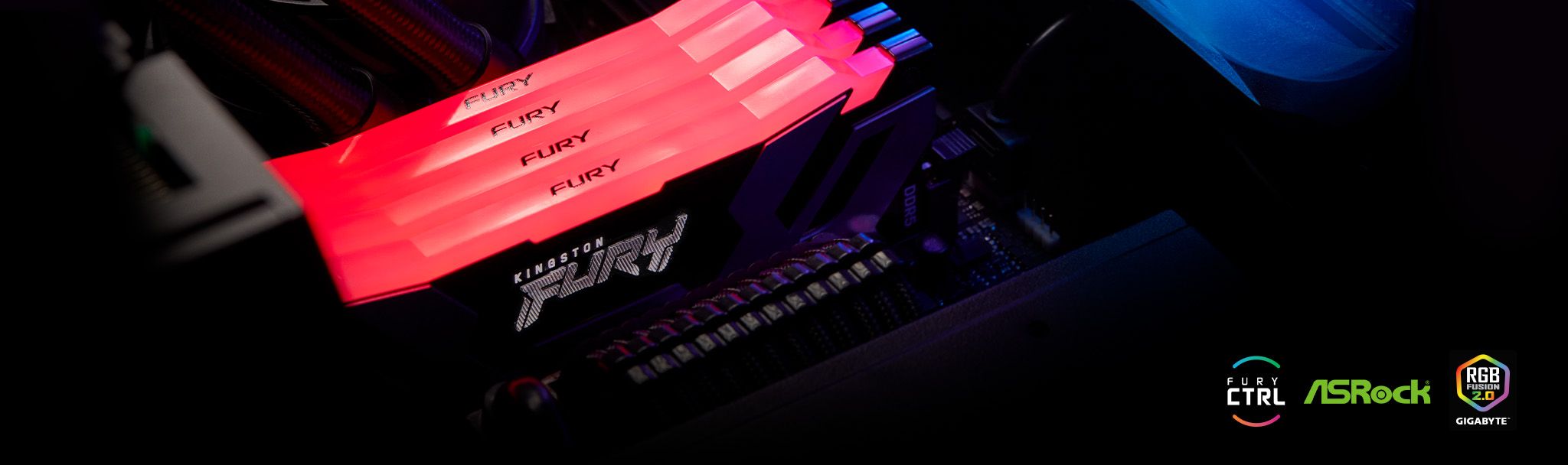 Pamięć Kingston Fury Renegade RGB, DDR5, 32 GB, 8000MHz, CL38 (KF580C38RSAK2-32)