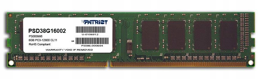 Pamięć Patriot Signature, DDR3, 8 GB, 1600MHz, CL11 (PSD38G16002)